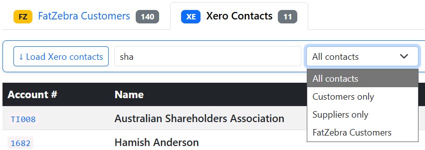 FatZebra customers tab